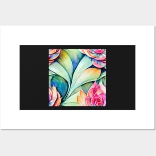 Watercolor succulent pattern Posters and Art
